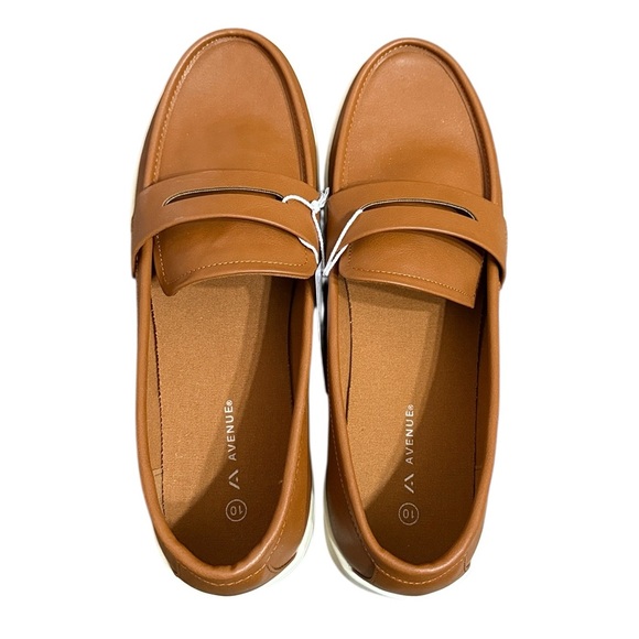 Men’s Casual Loafers Size 10 Brown Vegan Leather Slip On Avenue NEW - Picture 7 of 11